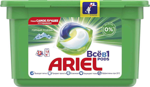 Капсулы для стирки белого белья Ariel Все в 1 Pods Горный родник #1
