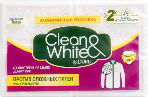 Мыло хозяйственное против сложных пятен Clean&White защита цвета #1
