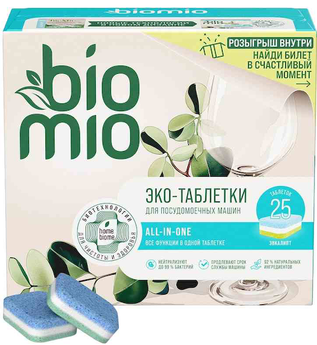Эко-таблетки для посудомоечных машин BioMio All-in-One Эвкалипт #1