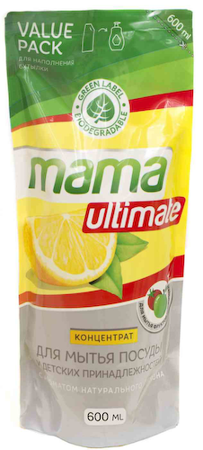 Гель-концентрат для мытья посуды и детских принадлежностей Mama Ultimate лимон сменный блок #1