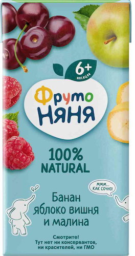 Нектар детский ФрутоНяня Банан, яблоко, вишня и малина, с 6 месяцев #1