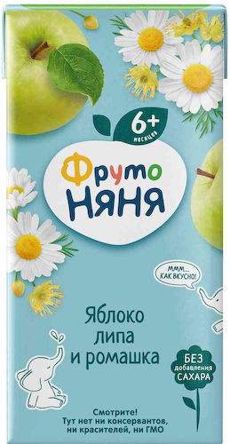 Сок детский осветлённый ФрутоНяня Яблоко, ромашка и липа, с 6 месяцев #1