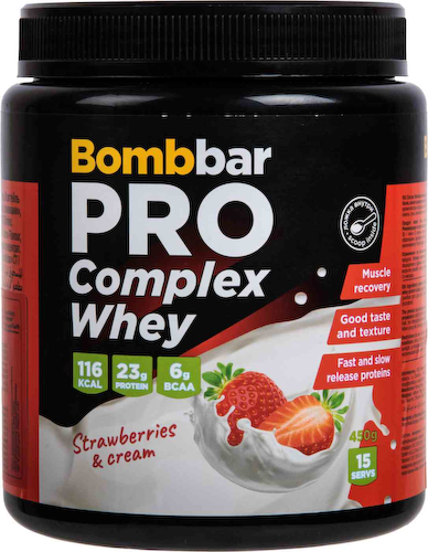 Коктейль протеиновый BombBar Pro Complex Whey клубника со сливками #1