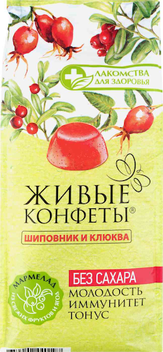 Мармелад желейный Лакомства для здоровья Живые конфеты Шиповник и клюква #1