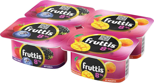 Продукт йогуртный Fruttis Суперэкстра в ассортименте: Абрикос-манго, Лесные ягоды 8% #1