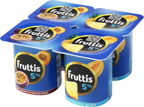 Продукт йогуртный Сливочное лакомство Fruttis в ассортименте: Маракуйя-персик, Ананас-дыня 5% #1