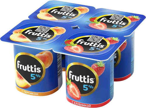 Продукт йогуртный Сливочное лакомство Fruttis в ассортименте: Клубника, Персик 5% #1