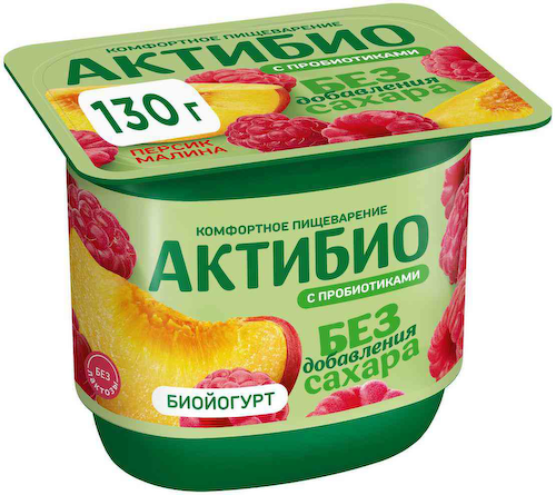 Йогурт Актибио с персиком и малиной без добавления сахара 3% #1