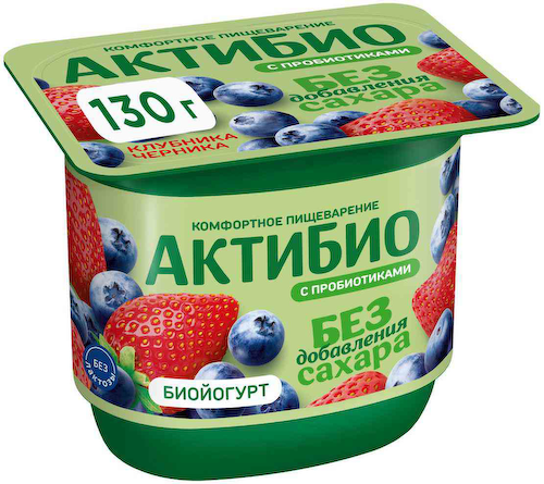 Йогурт Актибио с клубникой и черникой без добавления сахара 3% #1