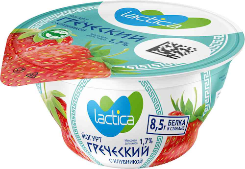 Йогурт греческий Lactica двухслойный с клубникой 1,7% #1