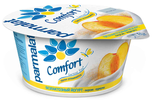 Йогурт густой Parmalat Comfort персик-куркума без лактозы 3% #1