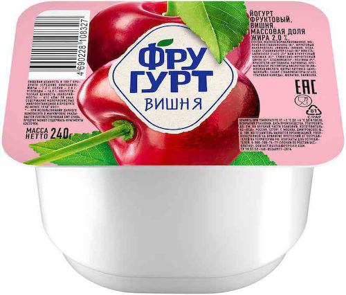 Йогурт вязкий живой Фругурт Вишня 2% #1