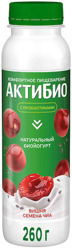 Биойогурт питьевой Актибио вишня, семена чиа 1,5% #1