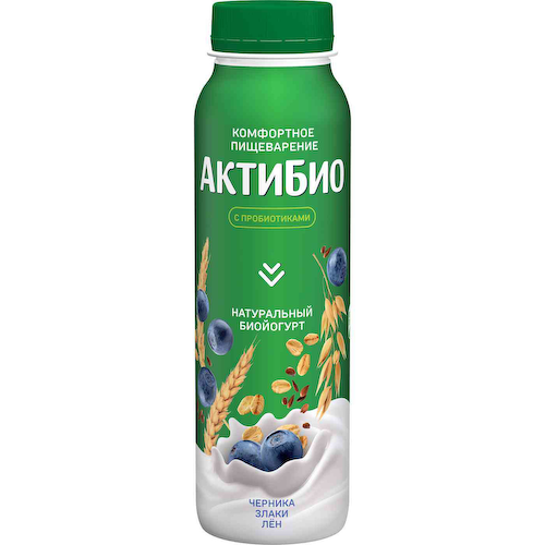Биойогурт питьевой Актибио черника, злаки, лен 1,6% #1
