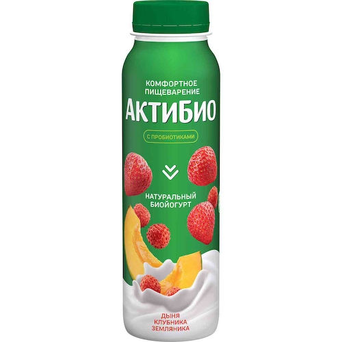 Биойогурт питьевой Актибио дыня, клубника, земляника 1,5% #1