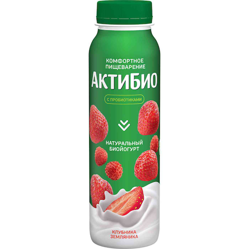Биойогурт питьевой Актибио клубника, земляника 1,5% #1