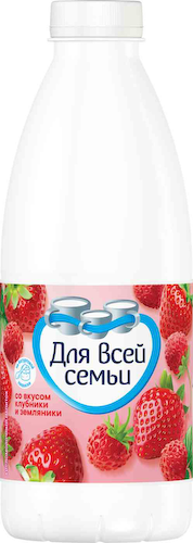 Кисломолочный напиток Для всей семьи со вкусом клубники и земляники 1% #1