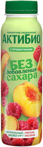 Йогурт питьевой Актибио с персиком и малиной без добавления сахара 1,5% #1