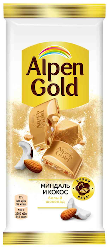 Шоколад белый Alpen Gold Миндаль и кокос #1