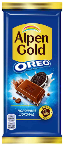 Шоколад молочный Alpen Gold Орео с начинкой со вкусом ванили и кусочками печенья #1