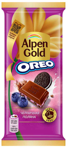 Шоколад молочный Alpen Gold Черичная поляна с кусочками печенья Орео #1