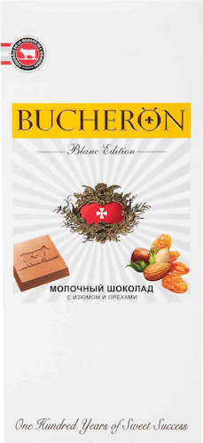 Шоколад молочный Bucheron Blanc Edition с изюмом и орехами #1