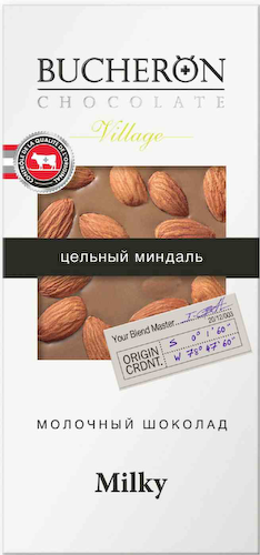 Шоколад молочный Bucheron Village с цельным миндалем #1