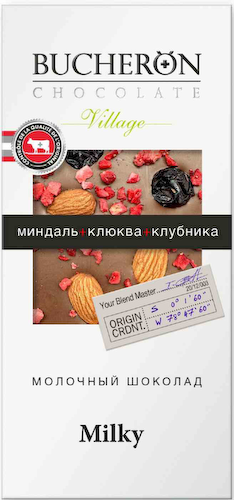 Шоколад молочный Bucheron Village с миндалем-клюкой-клубникой #1