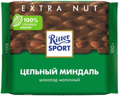 Шоколад молочный Ritter Sport Extra Nut Цельный миндаль #1