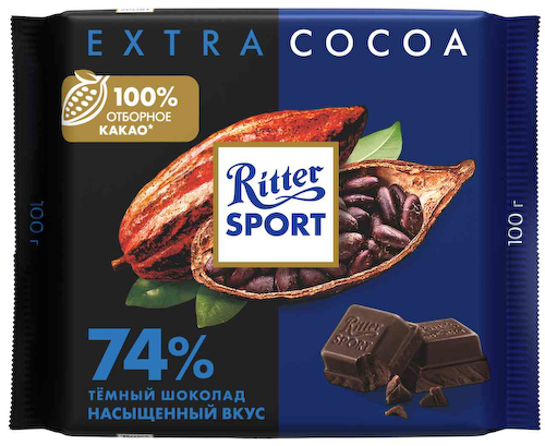 Шоколад тёмный Ritter Sport Extra Cocoa из Перу 74 % какао #1