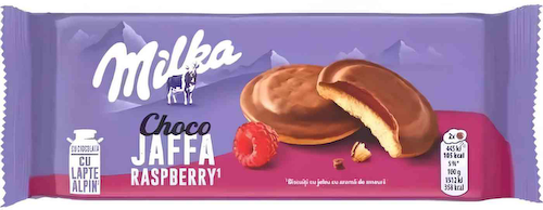 Печенье бисквитное Milka с начинкой Mалиновое желе покрытое молочным шоколадом #1