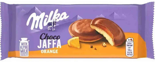 Печенье бисквитное Milka с начинкой Апельсиновое желе покрытое молочным шоколадом #1