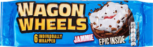 Печенье бисквитное Wagon wheels с суфле и джемом покрытое глазурью с ароматом Шоколада #1