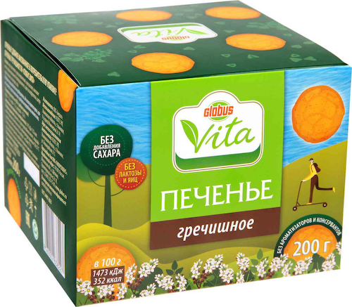 Печенье Глобус Вита гречишное без сахара #1