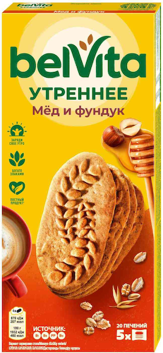 Печенье витаминизированное  BelVita Утреннее с фундуком и медом #1