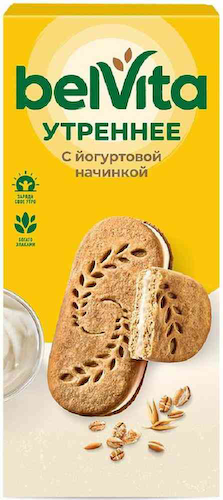 Печенье витаминизированное BelVita Утреннее Сэндвич с цельными злаками и йогуртовой начинкой #1