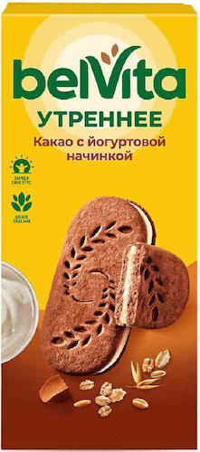 Печенье витаминизированное BelVita Утреннее с цельными злаками какао и йогуртовой начинкой #1