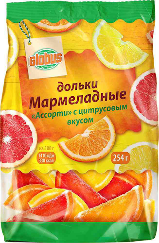 Мармеладные дольки Ассорти Глобус с цитрусовым вкусом #1