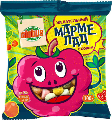 Мармелад жевательный Глобус с соком Ягодки #1