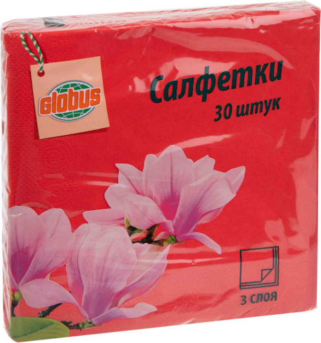 Салфетки бумажные Глобус красные 3 слоя #1