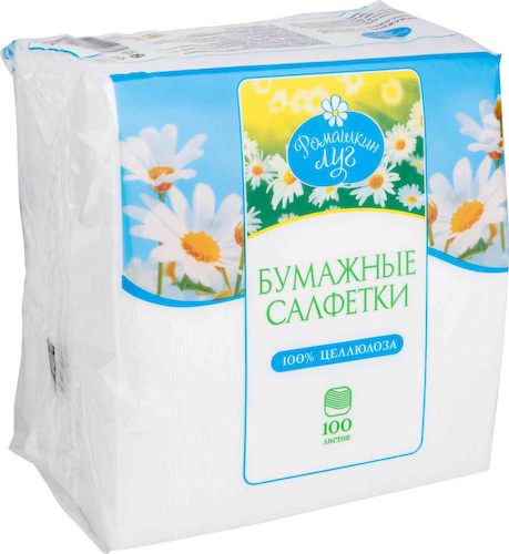 Салфетки бумажные Ромашкин луг однослойные с тиснением #1