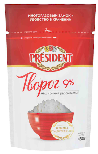 Творог рассыпчатый President 9% #1