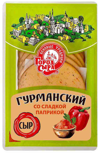 Сыр плавленый копченый Город сыра Гурманский со сладкой паприкой нарезка 30% #1