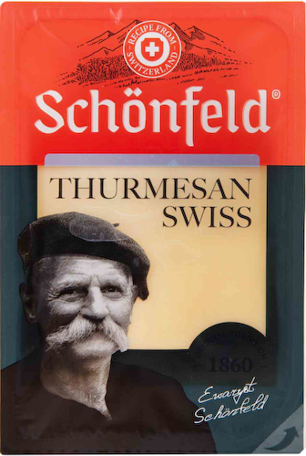 Сыр полутвердый Schonfeld Swiss Thurmesan 52%, нарезка #1