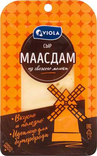 Сыр полутвёрдый Маасдам Viola 45%, нарезка #1
