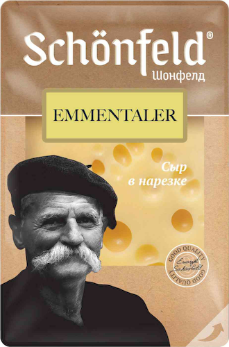 Сыр полутвёрдый Schonfeld Emmentaler 45%, нарезка #1