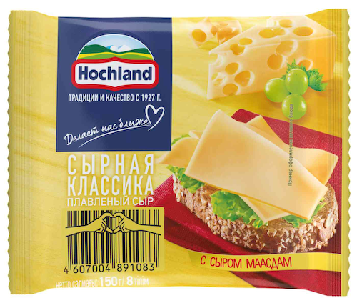 Сыр плавленый Hochland Сырная Классика с сыром Маасдам 45%, ломтики #1