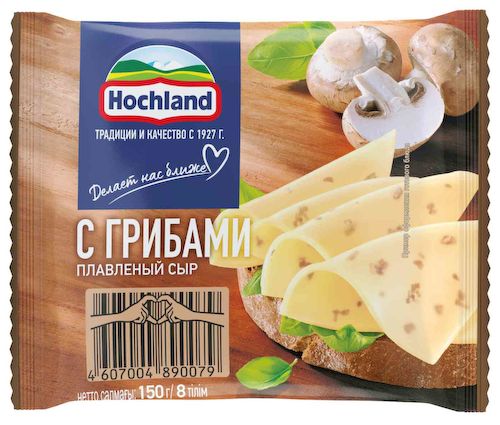 Сыр плавленый Hochland с грибами 45%, ломтики #1