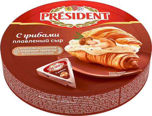Сыр плавленый President с грибами 45%, треугольники #1