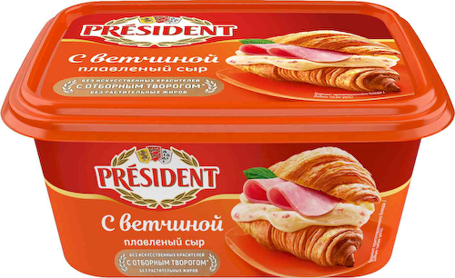Сыр плавленый President с ветчиной 45% #1